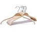 JS HANGER Durable Wooden Clothes Hangers Natural Finish with Soft Non-Slip Stripes - 10 Pack