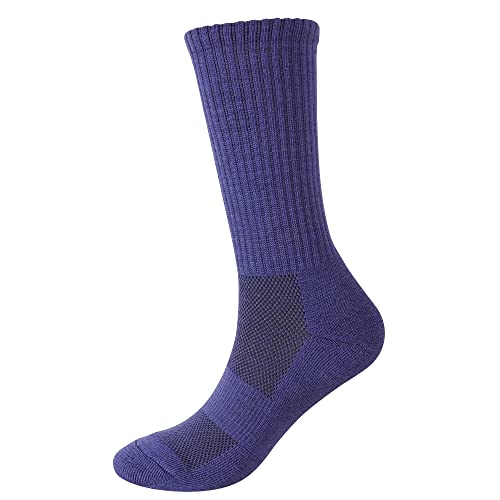 Enerwear 4P Pack Women's Merino Wool Outdoor Hiking Trail Crew Sock (Bluish Purple, Us 9-11) #TOP1