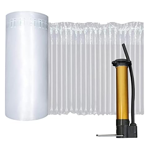 FVIEXE Inflatable Air Column Wrap 13.7 Inch x 164 Feet Bubble Cushioning Roll, Large Bubbles for Shipping Moving Delivering with Pump, Bag Wine Bottle Protector (ColumnWrap-1pcs-CR) Cover
