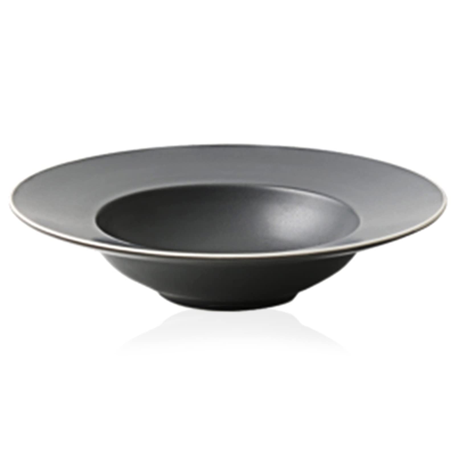 10 Oz Salad Dessert Pasta Bowls Dinnerware, Wide Rim Soup Bowls, Dessert Plate, Serving Dishes, Matte Black with Gold Edges Rimmed Bowls (Size : 1pc)
