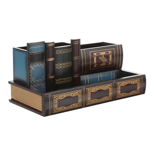 Organisateur de bureau rétro livre boîte de rangement stylos robuste