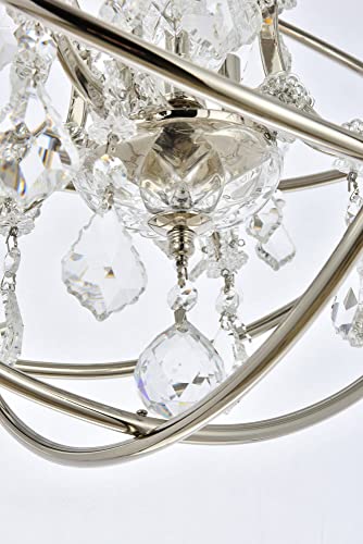 Elegant Lighting Geneva Collection 4-Light Pendant Lamp With Royal Cut Crystals, Polished Nickel Finish #TOP7