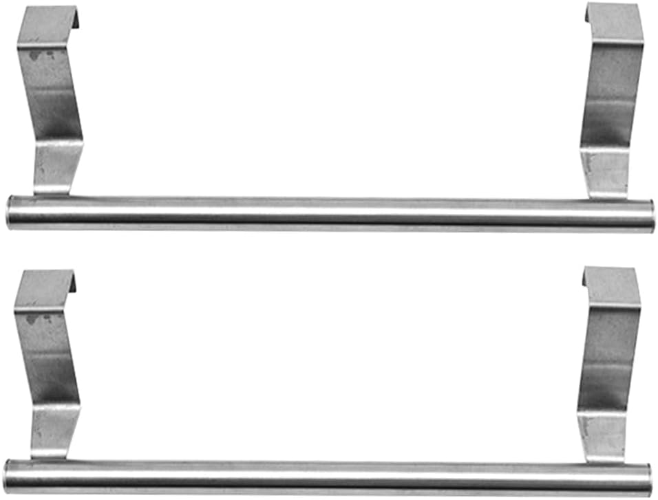 Over-the-Door Towel Rack No Hole Towel Holder Matte Black Stainless Steel Kitchen Bar for Bathroom and Kitchen Storage 9.33X3.30X1.18In Set of 2