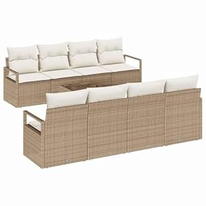 vidaXL Gartensofa-Set mit Kissen 9 pcs Beige und Creme Poly-Rattan, Garten- und Terrassensofas, langlebig, modern, modulares Design, UV-beständige Materialien, ideal für den Außenbereich