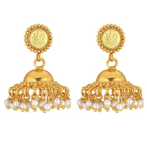 Aheli Temple Necklace Jhumka Dangle Earring Studded with Faux Stone by Aheli - Used condition - Image 5
