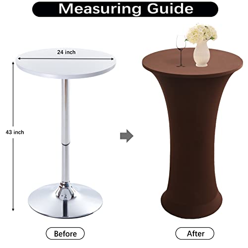 Image of Cocktail Table Covers - 2 Pack 24 inchx43 inch Fitted Highboy Table Cloth - Brown