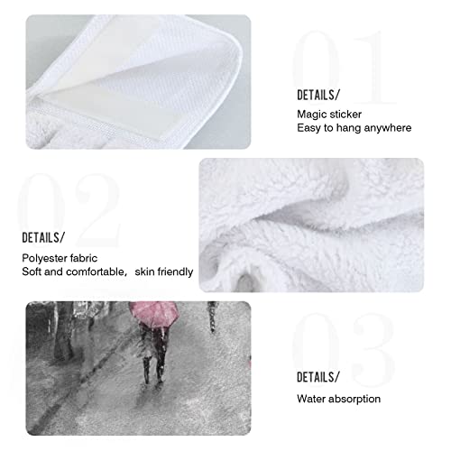 Kigai Romantic Paris Eiffel Tower Hanging Tie Towels Set Of 2, Absorbent Hand Towels Tea Bar Dish Dry Towels For Kitchen Bathroom Home Decor, 14 X18.2 Inch #TOP4