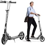 fanado Scooter for Kids Ages 8-12, Teens & Adults - Lightweight, Foldable, 200mm Big Wheels, Hand Brake & Bell, 4 Adjustable Height Levels, Perfect for School, Campus and Park Rides-Black