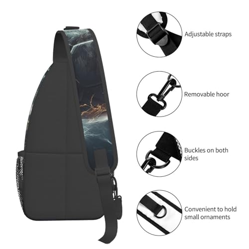 Mochila tipo bandolera para senderismo unisex negra miniatura 5