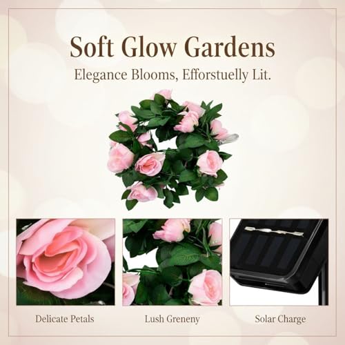Guirnalda de rosas de 50 luces LED de exterior con carga solar e impermeabilidad 6