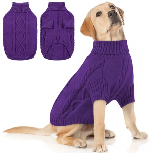Image of Queenmore XXL Dog Sweater,Classic Knit Big Dog Christmas Sweater Turtleneck