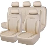 CAR PASS Beige Car Seat Covers Full Set 3D Air Mesh in Breathable Cloth, 3 Zipper Rear Bench Armrest Airbag Compatible Universal Fit 95% Car,SUV,Truck,Sedan,Van,Auto, Sporty Interior Covers, Beige