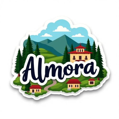 Image of Naxon Almora Uttarakhand Theme Souvenir Wooden Fridge Magnet | Himalayan Mountains, Pine Forest & Scenic Hill Design 3x3 Inch Refrigerator Magnet for Kitchen & Home Decor | Travel Gift | Pack of 1