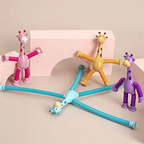 Syansju Telescopic Suction Cup Giraffe Toy, Suction Cup Telescoping Tube Giraffe, Mix Color (3Pcs) #TOP2