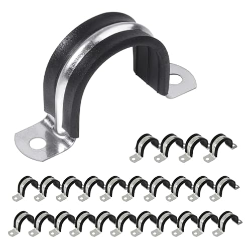25 Stück U-Rohrschellen,18 mm Klemmschellen 304 Edelstahl-Rohrschelle mit U-Rohr-Schelle mit Gummi Gepolstert,Schlauchverschluss für Rohr Leitung oder Drahtseil