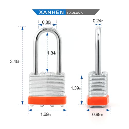 Lock Outdoor Padlocks, Key Lock, Padlocks with Same Key - Laminated Steel Keyed Padlocks with Long Shackle, 60 Pack, for Hasp Latch, Sheds, Fences, Storage Locker, School, Gym by XanHen - Image 2