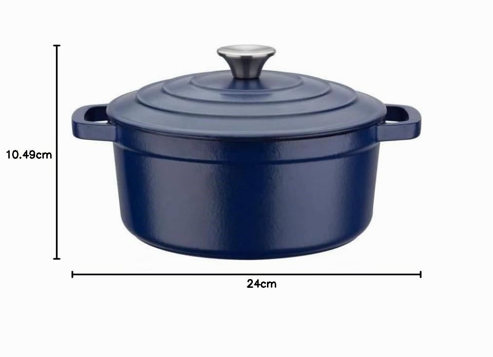 GSW Gusseisen-Kochtopf 'Blue Magic', ø 24 cm, Fassungsvermögen 3,8 Liter Blau Küche, Haushalt & Wohnen