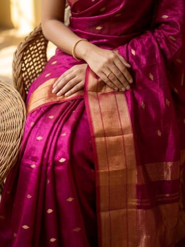 OWLSKY, SASSY & STYLO rani pink maheshwari silk saree – image 6