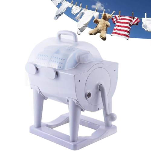 Hand Crank Laundry Wringer Washing Machine - Portable Non-Electric Turbo Spin Dryer for Camping, Apartments, RVs, and Dorms - Compact Drum Washer for Efficient Dehydration