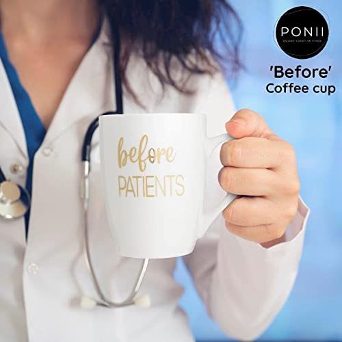 Before Patients After Patients Coffee Mug And Stemless Wine Glass Set With 2 Marble Ceramic Coasters - Unique Gift Idea, Dentist, Doctor, Physician, Nurse Or Graduation #TOP3