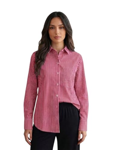 Image of OOMPH! Women Striped Smart Casual Shirt | Long Sleeve Casual & Office Wear | Comfortable, Breathable, Stylish Formal Top for Daily Work & Smart Casual Look