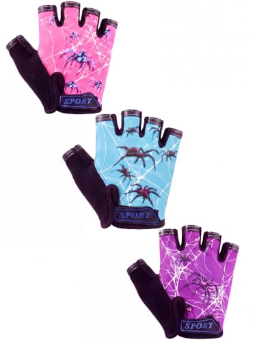 Image of Boao 3 Pairs Kids Half Finger Bike Gloves