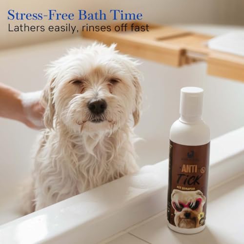 Image of Pets Empire 3-in-1 Dog & Cat Grooming Combo - Self-Cleaning Slicker Brush, Silicone Bath Brush & 200ml Anti-Tick Shampoo | Pet Grooming Kit for All Breeds