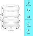 Ripple Glass Cups Set of 2-10 oz Bubble Drinking Glasses, Cute Ribbed Glassware for Iced Coffee, Matcha, Tea, Water, Juice & Cocktails - Heat Resistant Borosilicate Glass Tumbler