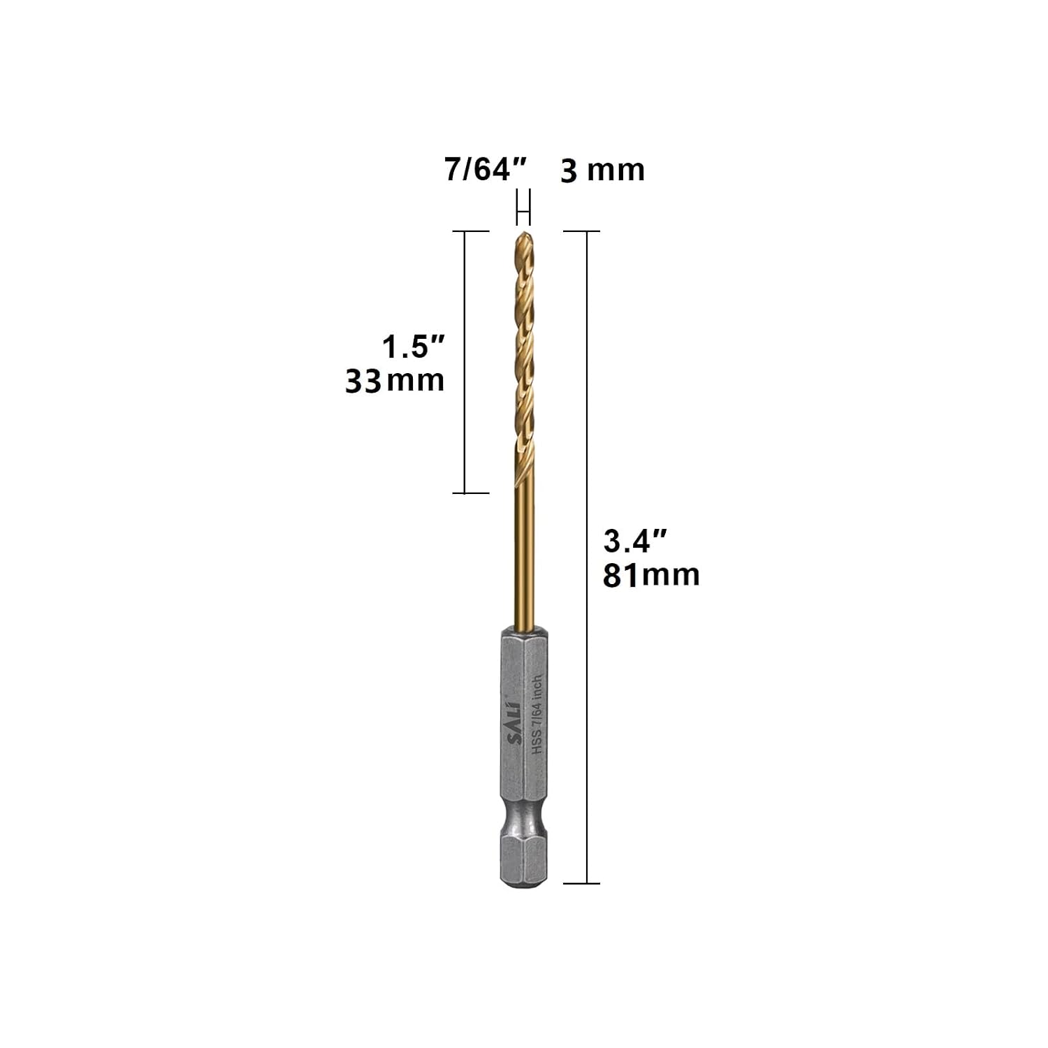SALI Cobalt Drill Bit Set,20 Pack 7/64 Inch High Speed Steel Hex Shank Jobber Drill Bits, for Hardwood, Aluminum,Metal,Copper,Alloyed Steel