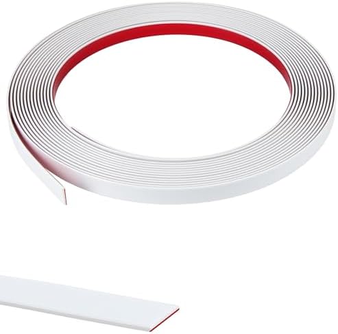 AOOSU Flexible Zierleisten Selbstklebend, 6M x 1CM PVC Wandleisten Weiß Tapetenrand zum Abziehen und Aufkleben, Kantenschutz Leisten für Spiegelrahmen, Fenster, Wände, Böden und Fl