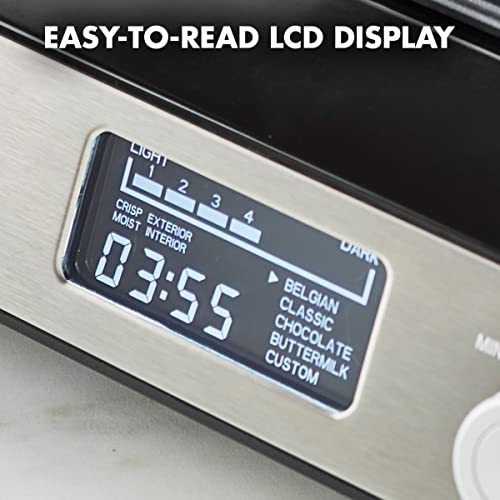 Greenpan Stainless Steel 2-Slice Belgian Waffle Maker Iron, Healthy Ceramic Nonstick Plates, Adjustable Settings And Presets, Easy-To-Use Led Display #TOP4