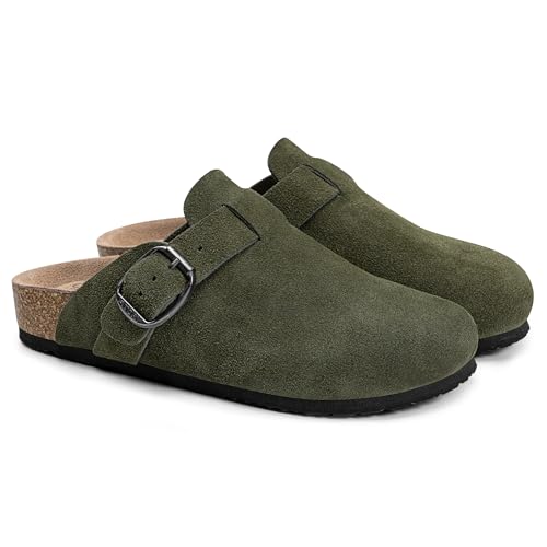 Image of FITORY Womens Clogs Slip-on Potato Shoes Leather Mules Suede Cork Footbed