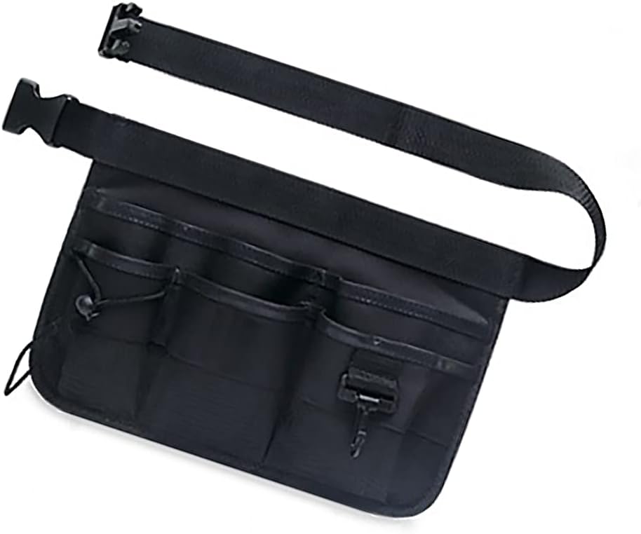Multi Pocket Tools Pouch with Adjustable Belt, Heavy Duty Home Garden Work Tool Apron, Multifunctional Tool Storage Bag, Black-34cmx23cm