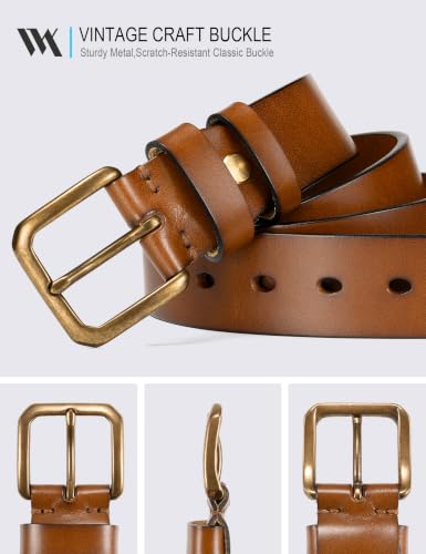 Image of WOLFANT Thicken Full Grain Leather Belt for Men,1.5 inch Italian Solid Leather | All-Day Comfy Heavy Duty Leather Belt for Casual, Work and Daily Wear