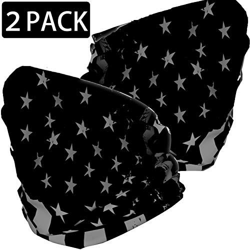 EXV 2 Pcs American Flag Face Mask Bandanas 12 in 1 Multifunctional Seamless