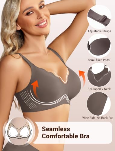 Image of Avidlove Jelly Bras for Women No Underwire Seamless Bralettes Wireless Push Up Scalloped Full Coverage Sports Everyday Bra