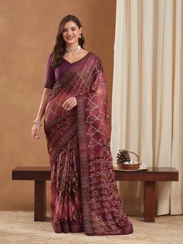 Image of Women's Banarasi Silk With Jacquard Print Saree With Blouse