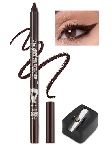 Jutqut Delineador de Ojos en Gel Mate Marrón, Lápiz Eyeliner Impermeable y de Larga Duración, Textura Cremosa y Densa, Resistente a las Manchas, Delineador a Prueba de Agua para Mujer, #06