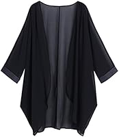 OLRAIN Women's Floral Print Sheer Chiffon Loose Kimono Cardigan Capes (Small, Orange Peony)