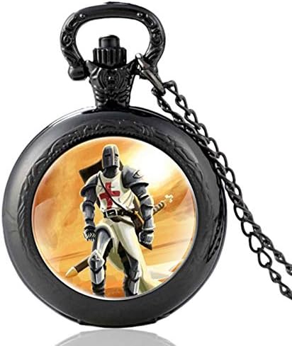 ZDANG Orologio da Taschino al Quarzo con cabochon in Vetro Design Vintage Classico The Crusaders Eagle Orologio da Uomo con Catena a Ciondolo retrò da Donna-Nero ZDANG Orologio da Taschino al Quarzo con cabochon in Vetro Design Vintage Classico The Crusaders Eagle Orologio da Uomo con Catena a Ciondolo retrò da Donna-Nero