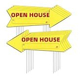 Open House Yellow Arrow Yard Signs with Stakes-16 x 5 in Double Sided, Open House Real Estate Signs, Property Sale Directional Arrows Signs, WEATHER-PROOF (10)