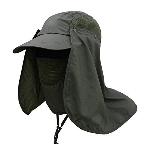 Preisvergleich Produktbild Multifunktional Abnehmbare Schutzkappe, Miya Draussen Hut mit Ohrenschützern und Nackenschutz, Sonnenhut Angeln Hut Jungle Cap Windschutz Mücke Sunbath Hut Fischer Hut Maske Hut Hals Schutzkappe