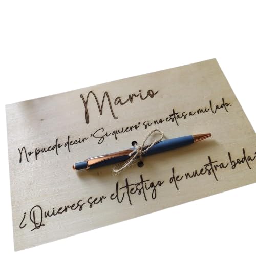 Imagen de Evyre Placa De Madera Personalizada Nombre Con Bolígrafo Regalo Testigos De Boda Cartel Madera Natural Regalos Personalizados