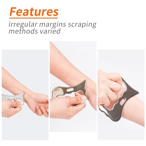 Image of Guasha Massage Tool, Grade Stainless Steel Scraping Tool for Soft Tissue Upgrade Physical Therapy Stuff,Used for Back, Legs, Arms,Neck,Shoulder, Gua sha Tool
