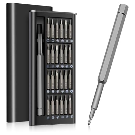 Generic Set di cacciaviti di precisione 25 in 1, mini kit di riparazione multifunzione magnetico per elettronica, laptop, orologi e altro, nero, piatto, croce, torx, torx, sicurezza Torx, Pentagono