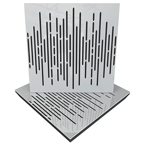 (2 Pack) — Sound Absorption-Diffuse Acoustic Panel «Wave» | 19.7''x19.7''x2.1" | High Density Foam | Absorption - Diffusion - Reflection - Soundproofing - Insulation | White glossy (plastic)