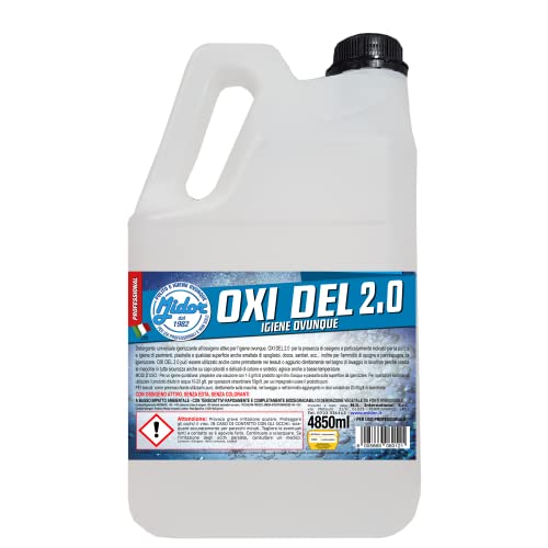 Smacchiatore all'ossigeno attivo igienizzante, rimuove le macchie e l'odore di sudore! OXI DEL 2.0 1x 4870ml - 5 kg, sostituisce la candeggina, ravviva il colore!
