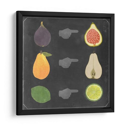 Canvas Lab | Blackboard Fruit I by Vision Studio | 23 x 23 in | Fine Art Framed Print, Frame Color: Black | Food, Kitchen | Wall Decor for Bedroom, Living Room or Office