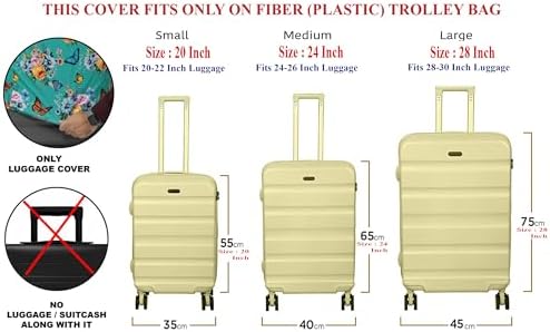 BIGWING Protective Cover in Polyester Fabric with Map Print for | Medium Size 24' inch 65 cm | Hard Luggage Trolley Bag Cover (Fits Only On Fiber - Plastic Trolley Bag) Brown Color