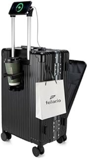 Hardside Expandable Spinner Wheel Luggage, TSA Lock Carry on Suitcase, with Cup Holder & Phone Holder, in 18in/20in/24in Sizes